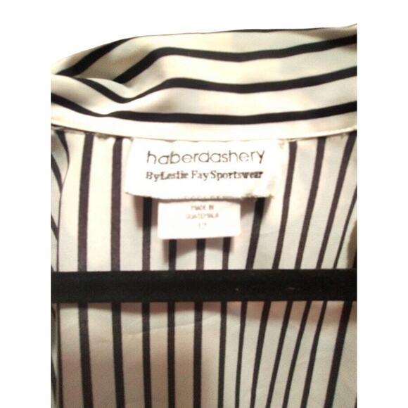 Vintage Leslie Fay Haberdashery Black Striped Button-Down Blouse Size 12 1980s - Picture 4 of 9